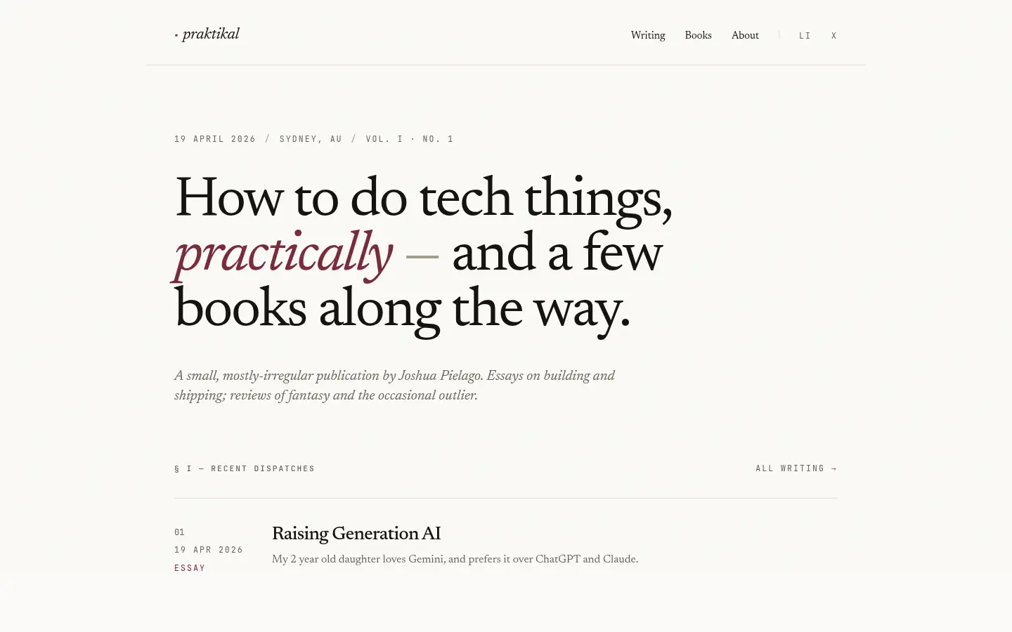Praktikal homepage, now running on Astro and Keystatic