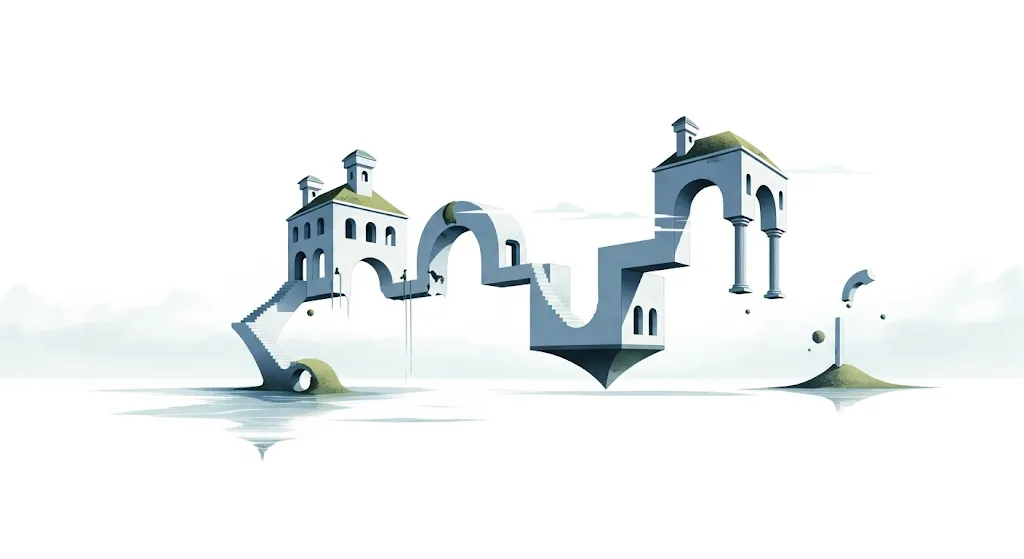 Illustration evoking the endless halls of Piranesi
